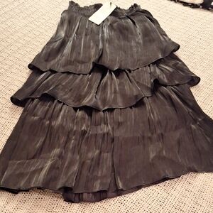 IVIVI Black Charcoal Tiered A-Line Skirt Size S